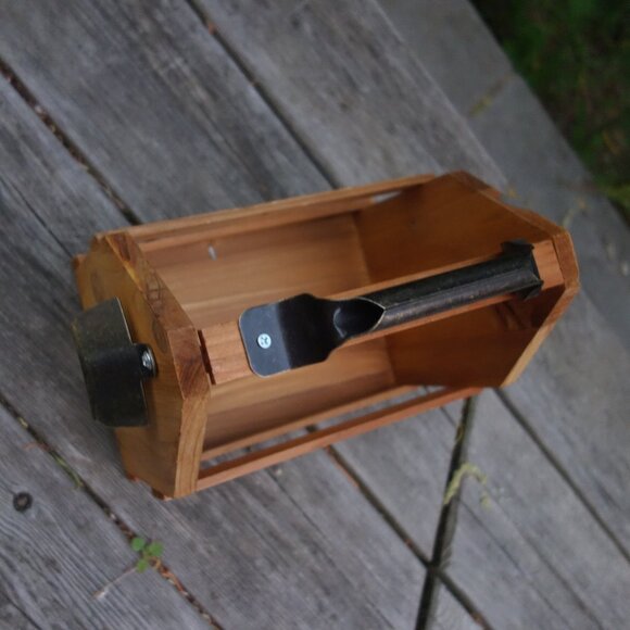 Wood Bottle Caddy with Metal Carrying Handle and Mounted Metal Bottle Opener - Picture 15 of 16